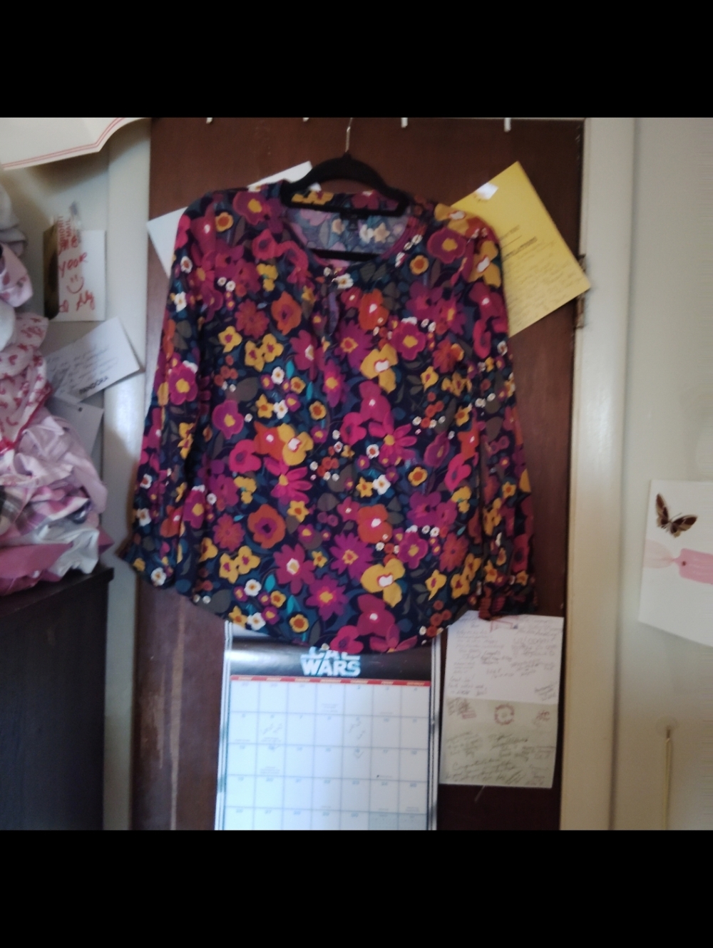 TALBOTS Colorful Floral Keyhole Blouse - Medium Petite